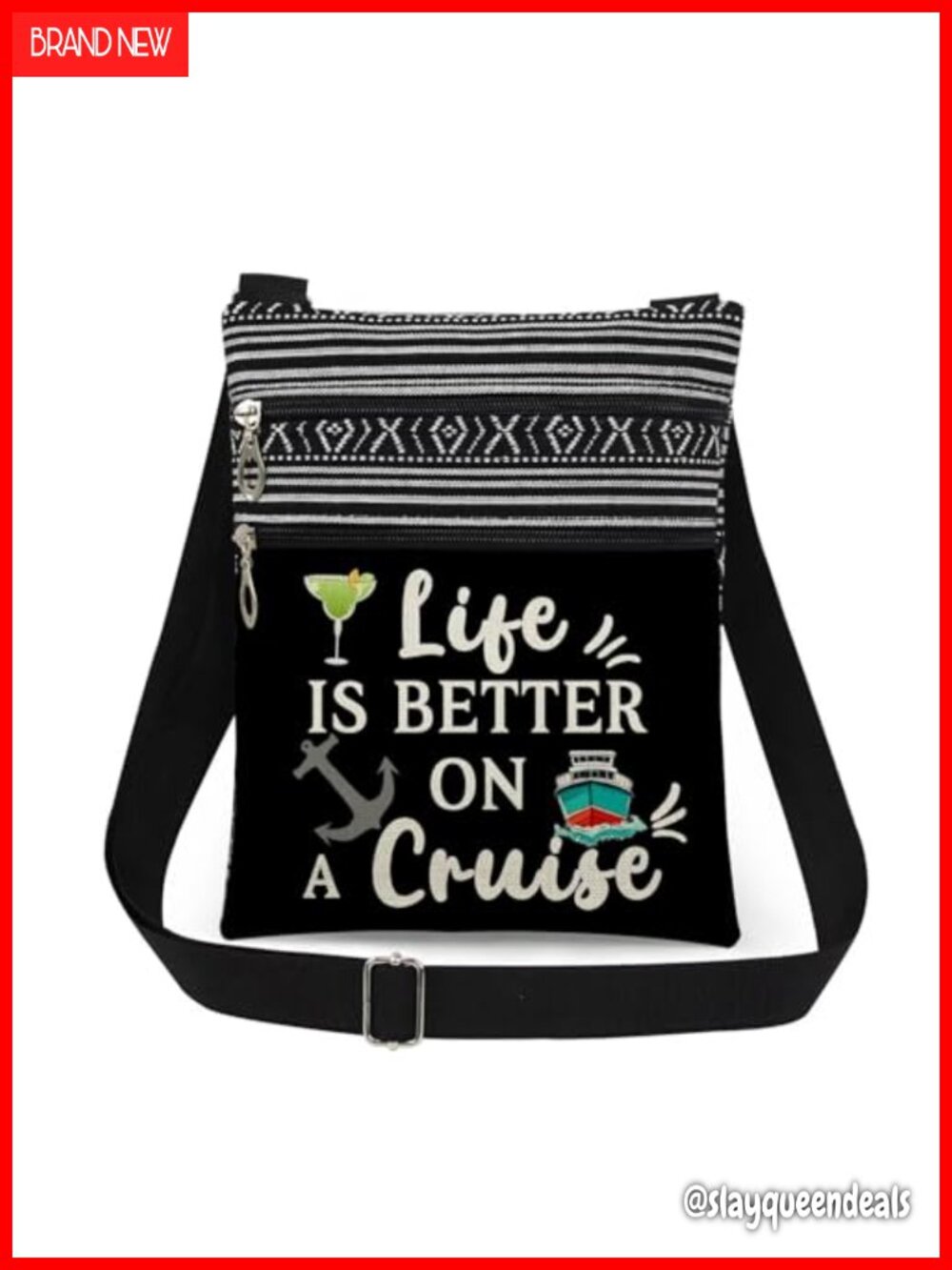 Polyester Crossbody Bag Adjustable Strap Double Zipper